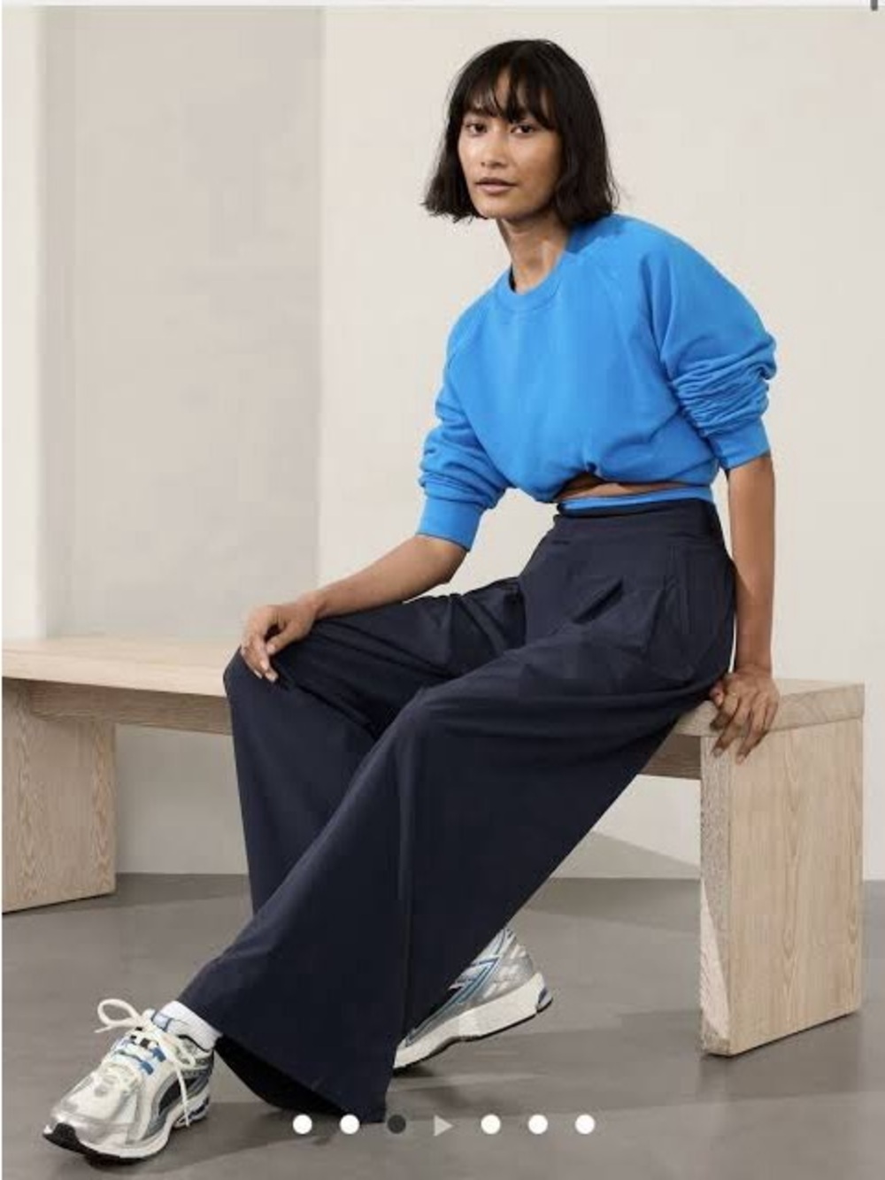 ATHLETA NAVY BROOKLYN HEIGHTS PLEATED WIDE LEG PANTS 2P
